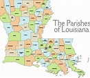 Parish map -- Louisiana is the only state that has "parishes", and not ...