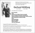 Traueranzeigen von Gerhard Wiltfang | noz Trauerportal