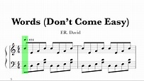 F. R. David - Words (Don't Come Easy) Sheet Music - YouTube