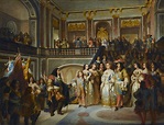Louis XIV reçoit le Grand Condé dans le Grand Escalier de Versailles ...