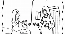 Dibujos Católicos : María visita a ISabel para colorear, pintar e imprimir