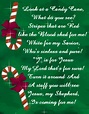 a christmas poem with candy canes and bows on the green background ...