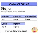 Hope Past Simple, Past Participle, V1 V2 V3 Form of Hope - English Vocabs