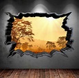 Wall Decal Cracked Hole Safari Home 3D Full Colour Wall Art
