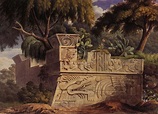 Jean Frédéric Waldeck, (ca. 1829) The pyramid of Xochicalco [watercolor ...