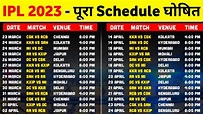 IPL 2023 Schedule - IPL 2023 Starting Date, Schedule Time Table - YouTube