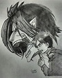 Eren Jaeger y su Titan de Shingeki no Kyojin - dibujo a lápiz | Dibujos ...