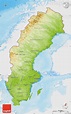 Physical Map of Sweden, single color outside
