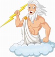 Zeus de dibujos animados sosteniendo un rayo | Vector Premium
