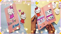DIY Paper Doll Hello Kitty House Tutorial | Paper Kitty Draw & Play ...
