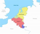 mapa de Benelux con fronteras de el países. 22753748 Vector en Vecteezy