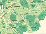 Croydon (London borough) retro map giclee print – Mike Hall Maps ...