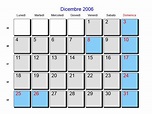 Calendario Dicembre 2006 - Con festività e fasi lunari - Avvento