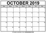 October 2019 Calendar (Blank) - Easily Printable - 123Calendars