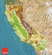 Physical Map of California, satellite outside