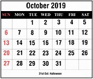 Free October 2019 Printable Calendar Template In PDF, Excel, Word ...