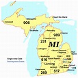 Area Code Map for Michigan