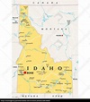 Idaho ID mapa político estado de EE. UU. Estado de - Stockphoto ...