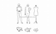 Fashion Mannequin, 2D Drawing AutoCAD Block - Free Cad Floor Plans