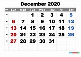 Free Printable December 2020 Calendar Word, PDF, Image