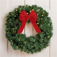 Cordless Battery-Operated LED 30" Christmas Pine Wreath | Christmas ...