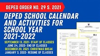 DEPED SCHOOL CALENDAR SY 2021-2022 - YouTube