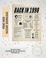 1990 Newspaper Poster, Birthday Poster Printable, Time Capsule 1990, T ...
