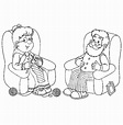 Grandfather And Grandmother Lazing In Living Room Coloring Pages ...