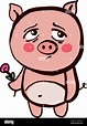 Cerdo triste con flor, ilustración, vector sobre fondo blanco Imagen ...