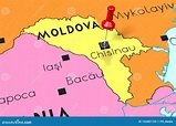Moldova, Chisinau - Capital City, Pinned on Political Map Stock ...