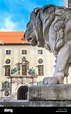 Munich, Bavarian Lion Statue in front of Feldherrnhalle, Bavaria ...
