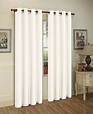 J&V Textiles Faux Silk Window Curtain Set with Two Curtain Panels and ...