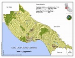 Santa Cruz County map with hillshade | Santa cruz county, Santa clara ...