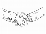Hand drawn sketch illustration of a handshake. Shaking hands business ...