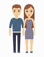 Dibujos animados joven pareja de mujer y hombre icono | Vector Premium