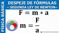 DESPEJE DE FÓRMULAS - SEGUNDA LEY DE NEWTON (masa) - YouTube