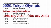 2020 Tokyo Olympic swimming schedule (29th July 2021 ~ 30th July 2021 ...