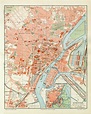 Stettin historischer Stadtplan Karte Lithographie ca. 1909 - Archiv h
