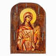 Saint Theodosia the Virgin Martyr - Byzantine Icon on Aged Wood