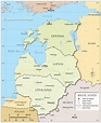 Map of the Baltic States showing the three Baltic countries and the ...