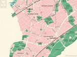 Kingston upon Thames (London borough) retro map giclee print – Mike ...