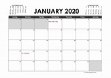 2020 Excel Calendar With Notes