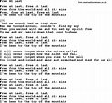 Joan Baez song - Free At Last, lyrics