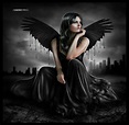 fantasy dark angels gothic | Angel Melting, angel, black, city, dark ...