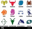Conjunto de símbolos del zodiaco astrológico. Signos del Zodiaco ...