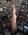 Aerial view of Transamerica Pyramid, the former tallest building in the ...
