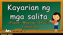 KAYARIAN NG SALITA payak maylapi inuulit tambalan - YouTube