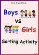 Boys vs Girls Sorting Activity- a great activity for young children 3-5 ...