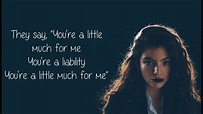Lorde- Liability (lyrics) - YouTube