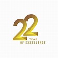 22 Year Vector PNG Images, 22 Year Of Excellence Vector Template Design ...